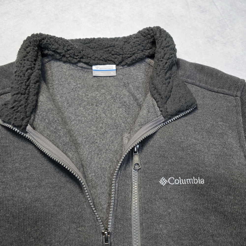 Columbia Men's Dark Gray Sherpa-Lined Zip Pullover Size XL - Picture 2 of 6